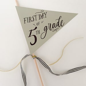 First Day of Preschool Paper Flag, First Day of School Flag, Printable