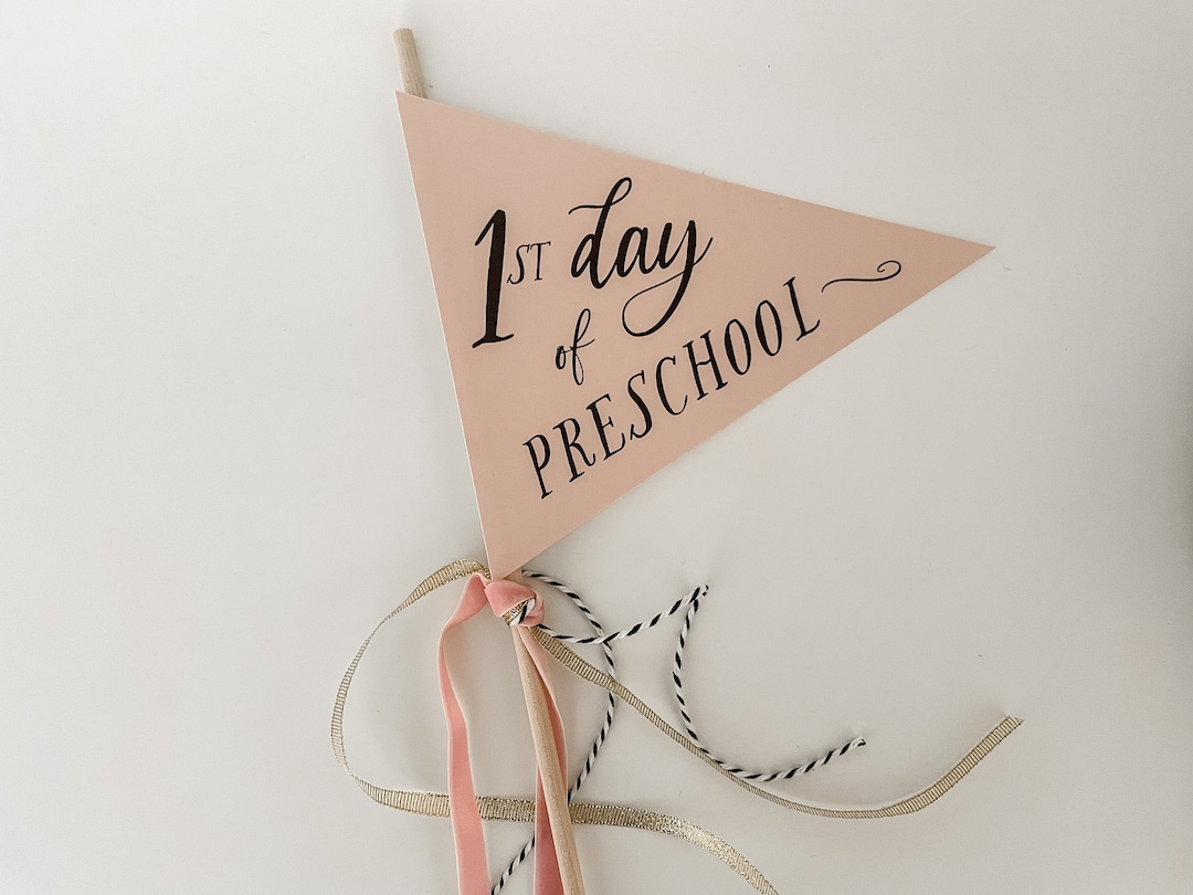 First Day of Preschool Paper Flag, First Day of School Flag, Printable