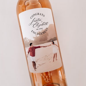 Photo Engagement Wine Label, Personalized Bottle Label, Custom Wine Label, Wine Gift, Rose Wine Label, Engagement Gift, Wine Gift