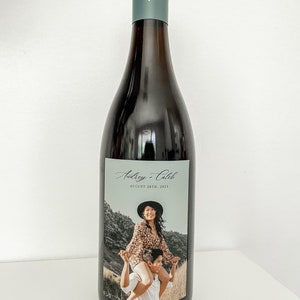 Photo Wine Bottle Label, Custom Wine Label, Birthday Gift, Personalized Wedding Wine Label, Wedding Wine Label, Wedding Gift, PRINTED image 2