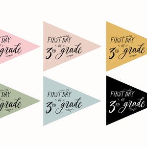 First day of 3rd Grade Paper Flag, First Day of School Flag, Printable 1st Day of 3rd Grade Flag, First Day of 3rd Grade Flag, Photo Prop