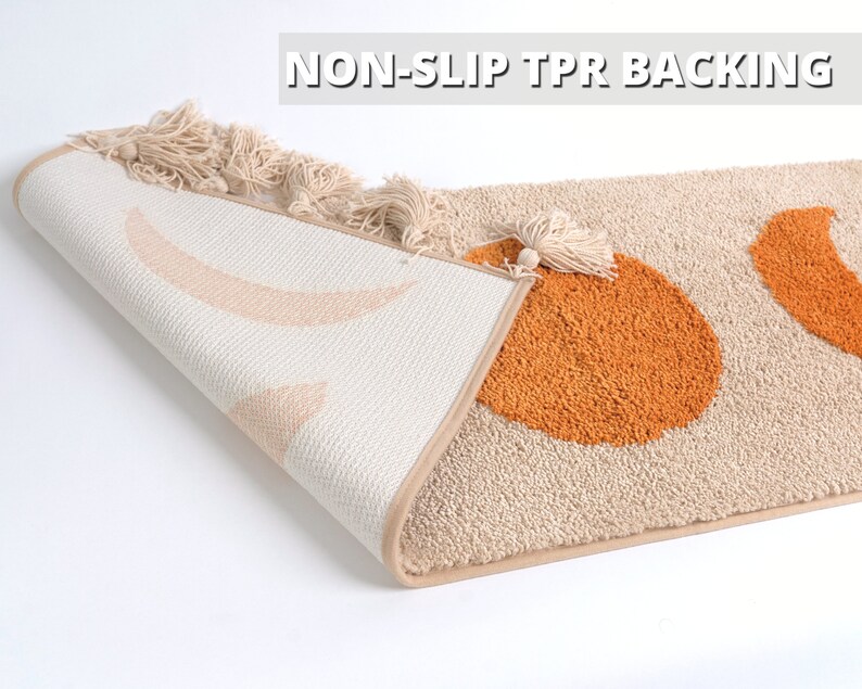 Boho Bathroom Rug Runner Moon Phases Bath Mat With Tassels Etsy