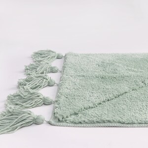 Mint Green Bath Mat Boho Runner Rug Long Light Green Bathmat Teal ...