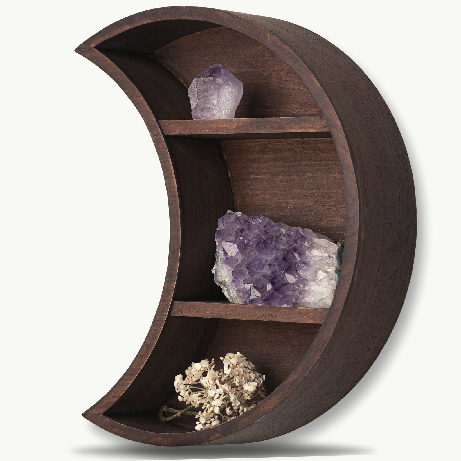 Moon Shelf Rustic Brown Wooden Crescent Moon Shelf Crystal Etsy