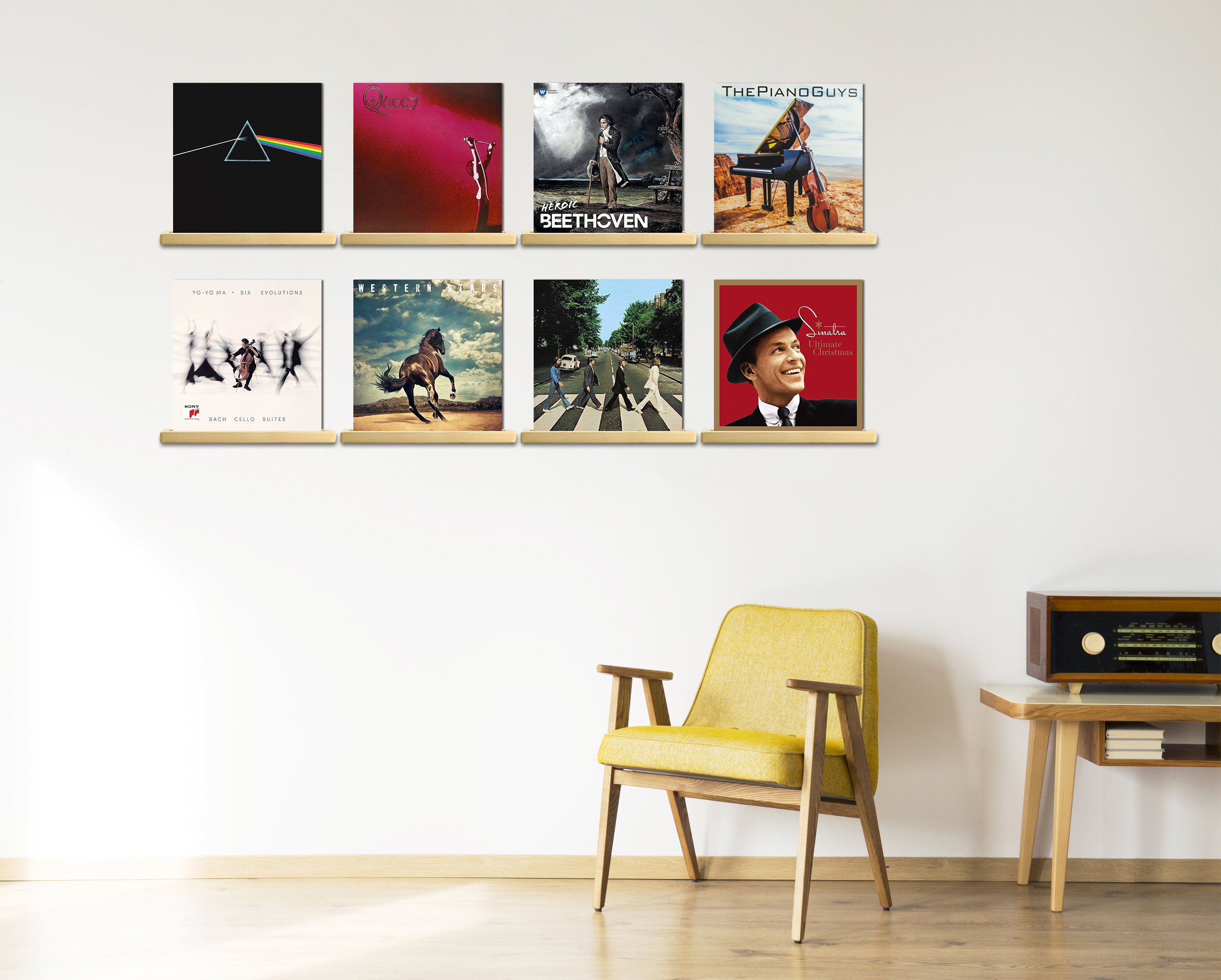 Record Exhibition Display / Wall Mounted Vinyl Holder / Minimal Record  Shelf Pink / Wall Record Unit 