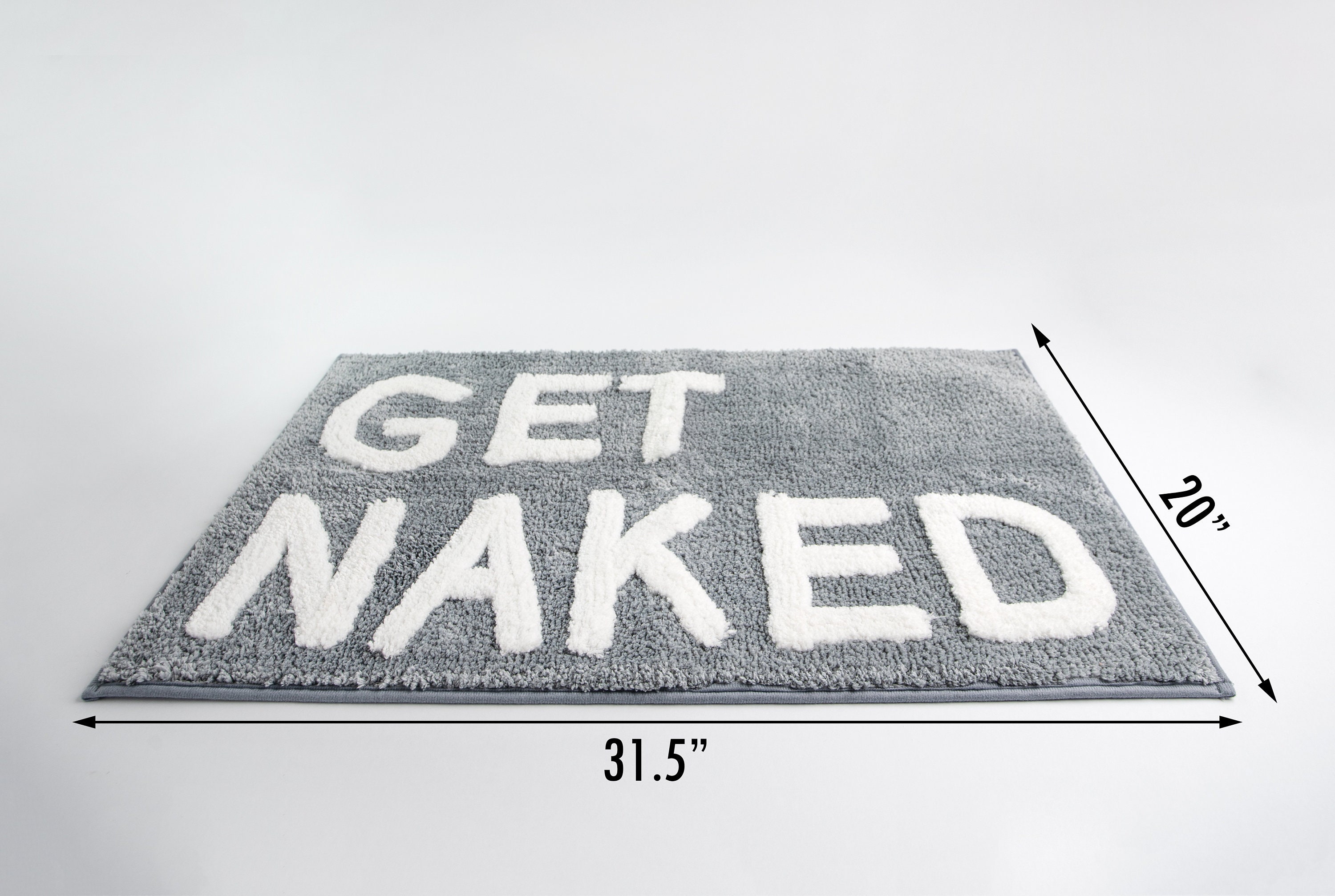 Get Naked Bath Mat Sign Grey Bath Rug Funny Bathroom Decor Cute