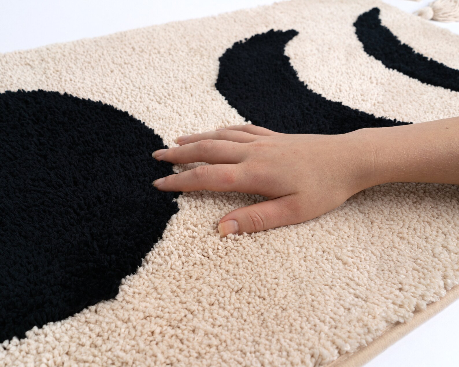 Boho Bathroom Rug Runner Moon Phases Bath Mat With Tassels Etsy