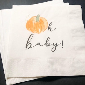 Pumpkin Oh Baby Shower Fall Pumpkin Baby Shower Orange Pumpkin Gender Reveal Pumpkin Oh Baby Cocktail, Luncheon or Dinner Napkins Set of 25
