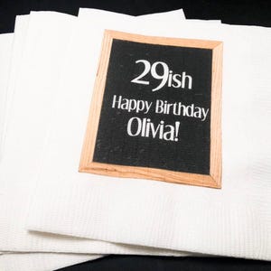 30th Birthday 29ish Dirty Thirty Personalized Birthday Cocktail, Luncheon or Dinner Napkins Set of 25
