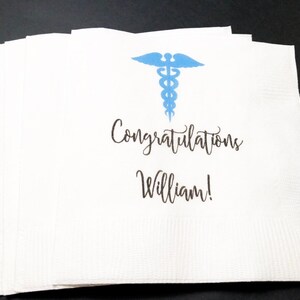 Medical School Doctor Med Graduation Personalized Cocktail, Luncheon or Dinner Napkins Set of 25