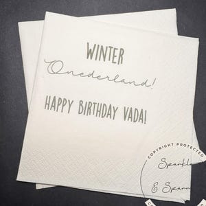Winter Onederland First Birthday Winter Oh What Fun to be One Christmas 1st Birthday Personalized Cocktail or Luncheon Napkins, Set of 25