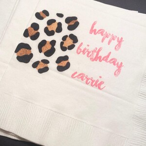 Leopard Birthday Wild One Wild Child Animal Print Party Personalized Cocktail, Luncheon or Dinner Napkins Set of 25