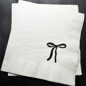 Black Bow Birthday Bridal Shower Black 40th Coquette Theme Fancy Party Whimsical Holiday Cocktail, Luncheon or Dinner Napkins Set of 25