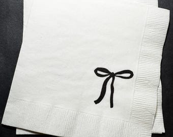 Black Bow Birthday Bridal Shower Black 40th Coquette Theme Fancy Party Whimsical Holiday Cocktail, Luncheon or Dinner Napkins Set of 25