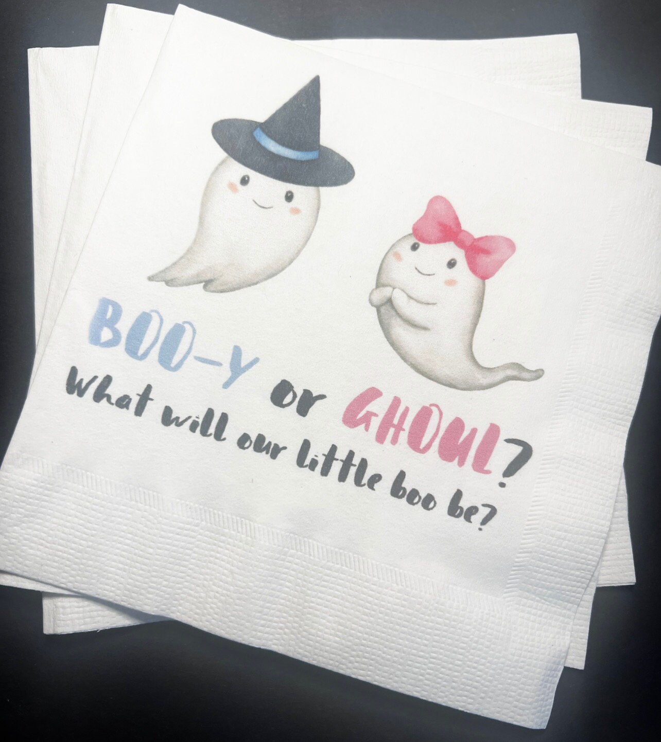 Booy or Ghoul What Will Our Little Boo Be Halloween Gender Reveal Cocktail Luncheon or Dinner Napkins Set of 25