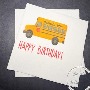 Bus Birthday Yellow Bus theme Wheels Bus Toddler 2nd Birthday Two Bus Birthday Party Cocktail, Luncheon or Dinner Napkins Set of 25