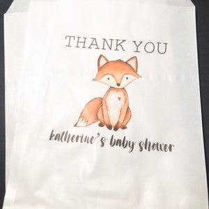 Fox Woodland Baby Shower Adventure Wild One Personalized Favor Bags Treat Bags, Set of 10