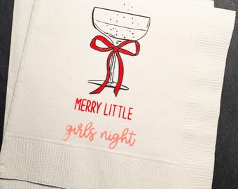 Merry Little Girls Night Tini Bit Merry Friendsmas Martini Christmas Party Holiday Party Cocktail Luncheon or Dinner Napkins Set of 25