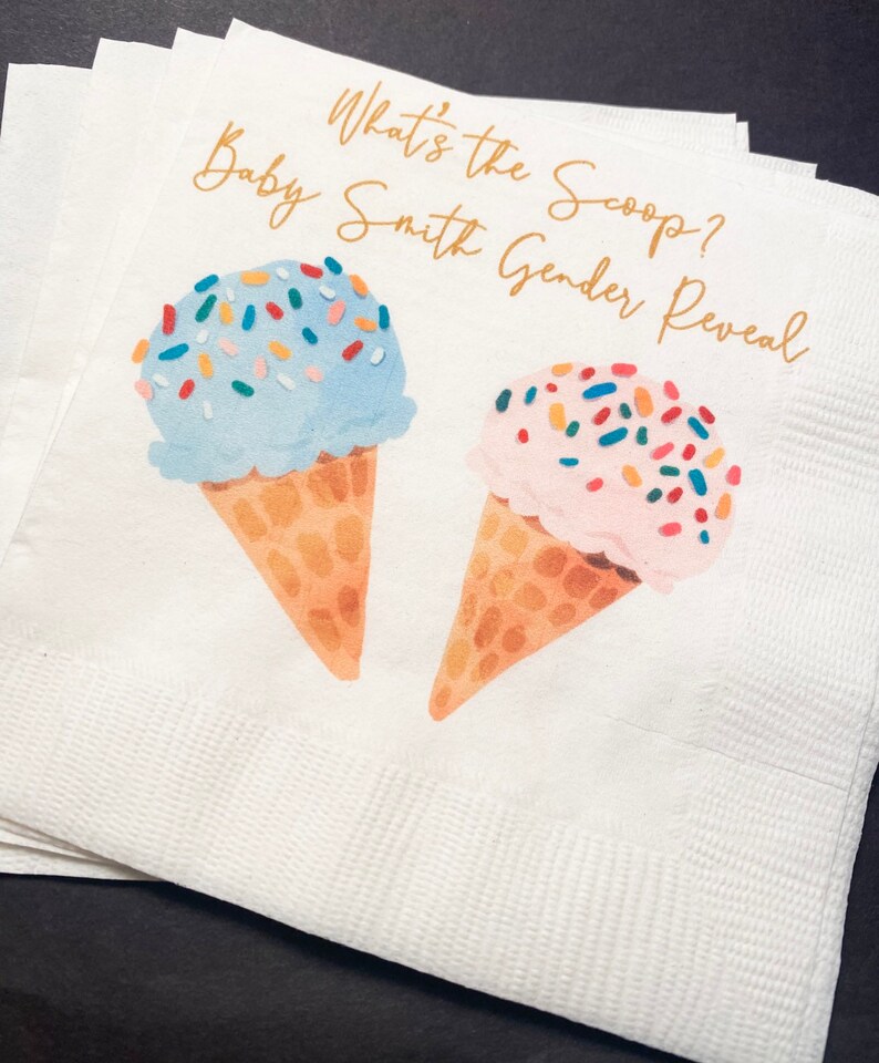 Whats the Scoop Gender Reveal Ice Cream Baby Reveal Pink Blue Etsy