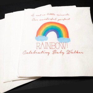 Rainbow Baby Baby Shower After Every Storm Personalized Cocktail, Luncheon or Dinner Napkins Set of 25
