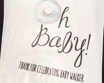 Oh Baby Donut Baby Shower Personalized Favor Bags, Set of 10