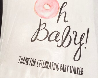 Oh Baby Donut Baby Shower Personalized Favor Bags, Set of 10