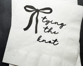 She's Tying the Knot Bridal Shower Black Bow Bridal Shower Black Bachelorette Cocktail, Luncheon or Dinner Napkins Set of 25