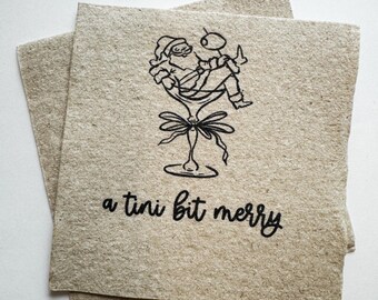 Tini Bit Merry Santa Martini Christmas Party Jingle & Mingle Friendsmas Holiday Cocktail Party Kraft Cocktail or Dinner Napkins Set of 25