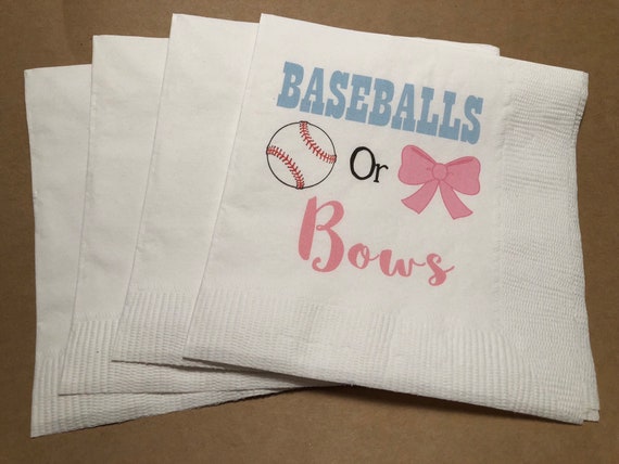 Baseballs or Bows Gender Reveal Baby Shower Blue Pink Custom | Etsy
