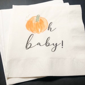 Pumpkin Oh Baby Shower Pumpkin Autumn Baby Cocktail, Luncheon or Dinner Napkins Set of 25