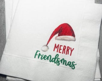 Friendsmas Christmas Party Very Merry Friendsmas It’s giving Friendsmas Funny Christmas Cocktail, Luncheon or Dinner Napkins Set of 25