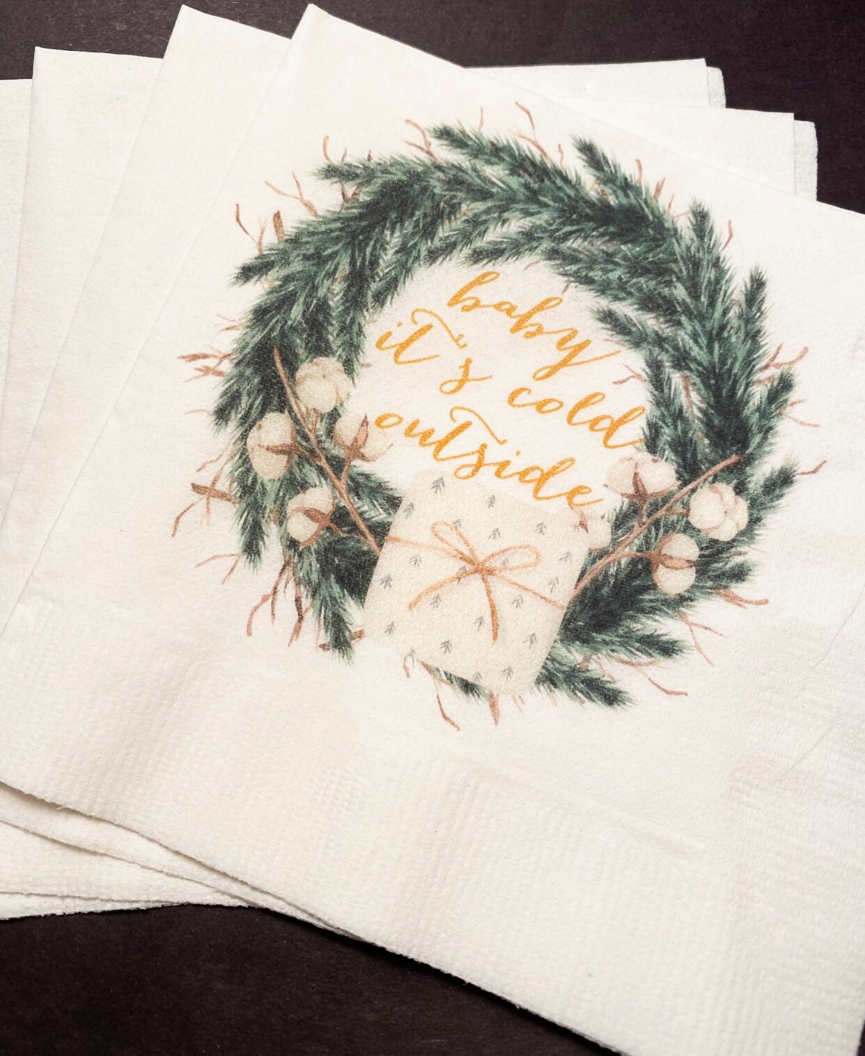 Baby Its Cold Outside Baby Shower Winter Christmas December Baby Shower Birthday Cocktail Luncheon or Dinner Napkins Set of