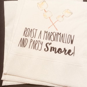 S’more Love Wedding Smores Bar Roast a Marshmallow Party Smore Birthday Wedding Smores Cocktail, Luncheon or Dinner Napkins Set of 25