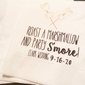 S’more Love Wedding Smores Bar Roast a Marshmallow Party Smore Fall Wedding Smores Personalized Cocktail or Luncheon Napkins, Set of 25