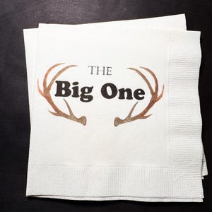 Deer First Hunt The Big One Oh Deer Boy Birthday Baby Shower Fall Baby Shower Cocktail, Luncheon or Dinner Napkins Set of 25