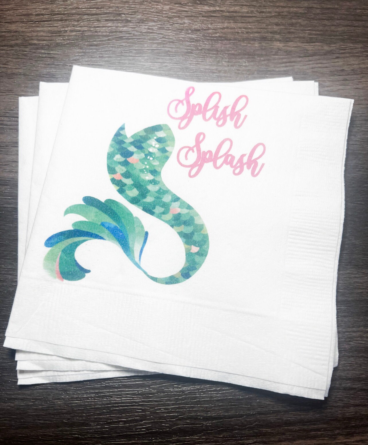 Mermaid Birthday Splish Splash Our Mermaid Birthday Under Sea Mermaid Party Cocktail Luncheon or Dinner Napkins Set of 25