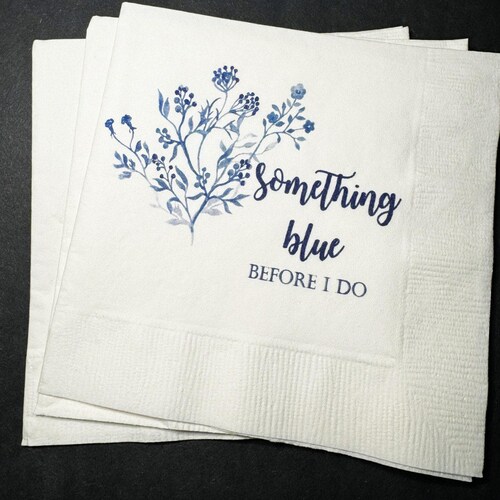 Something Blue Before I Do Blue Bow Bridal Shower Blue Bow Bridal Brunch Summer Wedding Cocktail, Luncheon or Dinner Napkins Set of 25