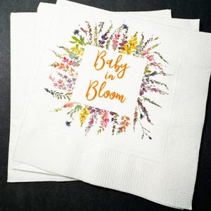 Baby in Bloom Spring Summer Baby Shower Wildflower Cocktail, Luncheon or Dinner Napkins Set of 25