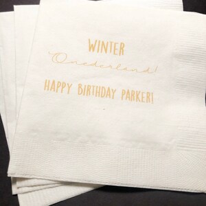 Winter Onederland First Birthday Winter Oh What Fun to be One Christmas 1st Birthday Personalized Cocktail or Luncheon Napkins, Set of 25