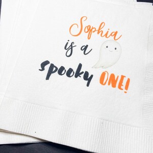 Halloween Birthday Boo Day Hey Boo Spooky One First Birthday Girl Ghost Party Spooktacular  Personalized Cocktail Napkins, Set of 25