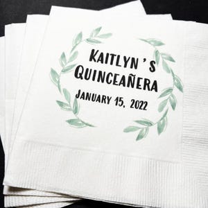 Quinceañera 15th Birthday Mis Quince Anos Personalized Cocktail or Luncheon Napkins, Set of 25