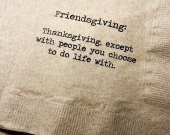 Friendsgiving Thanksgiving Friends Funny Kraft Cocktail or Dinner Napkins, Set of 25