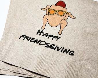 Friendsgiving Thanksgiving Kraft Cocktail or Dinner Napkins, Set of 25