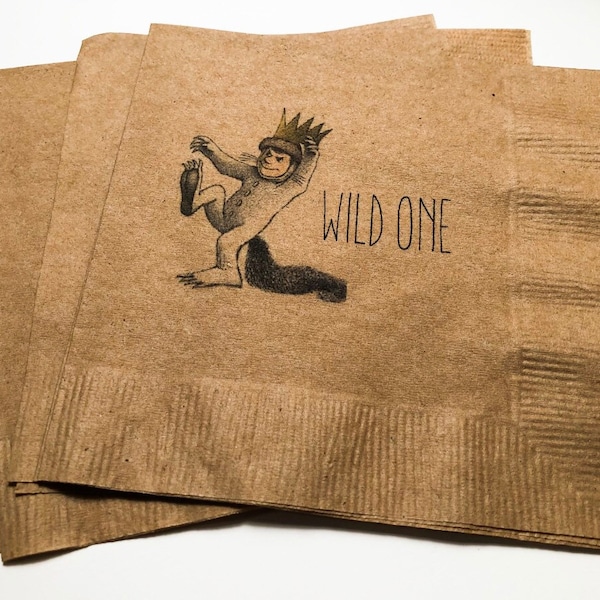 Where the Wild Things Are  Kraft Wild Things Theme Max Wild One Birthday Party Baby Shower Cocktail or Dinner Napkins, Set of 25