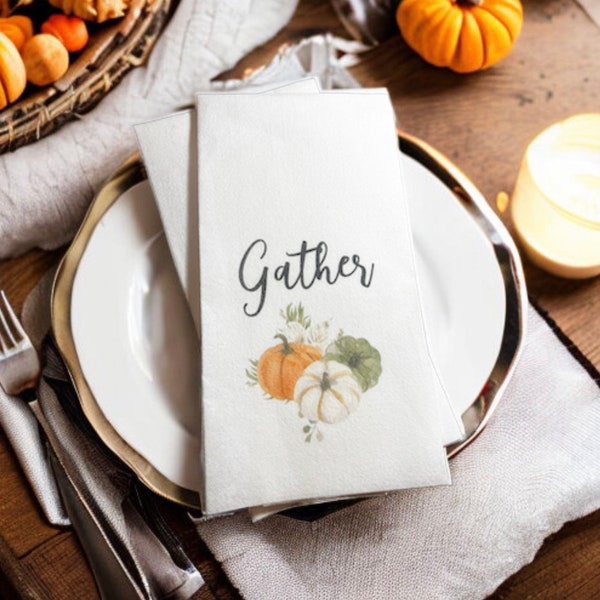 Thanksgiving Guest Towels Linen Feel Ultra Ply White Disposable Towel Dinner Napkin Friendsgiving Thanksgiving Paper Hand Towels, Set of 20