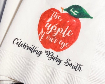 Apple of our Eye Baby Shower Apple Fall Baby Shower Apple Personalized Cocktail, Luncheon or Dinner Napkins Set of 25