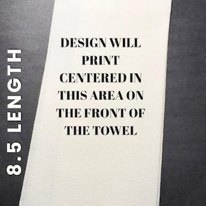 The image is a poster for a guest towel, with text indicating the design of the towel.