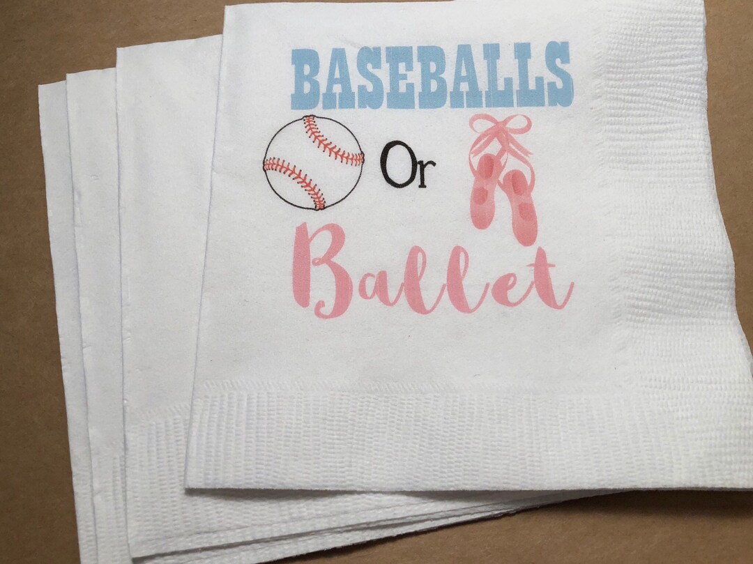 Baseballs or Ballet Gender Reveal Baby Shower Blue Pink Custom - Etsy