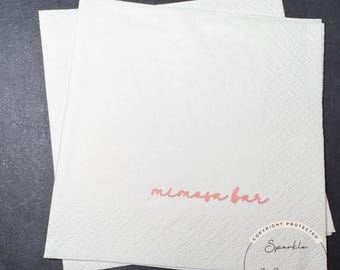 Mimosa Bar Pink Bow Bridal Shower Tying the Knot Pink Bow Bridal Shower Pink Bow Champagne Cocktail, Luncheon or Dinner Napkins, Set of 25