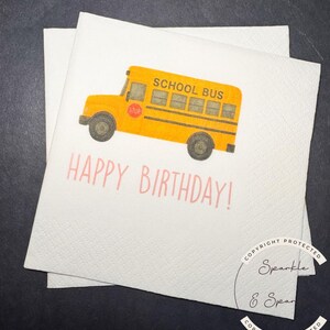 Bus Birthday Yellow Bus theme Wheels Bus Toddler 2nd Birthday Two Bus Birthday Party Cocktail, Luncheon or Dinner Napkins Set of 25